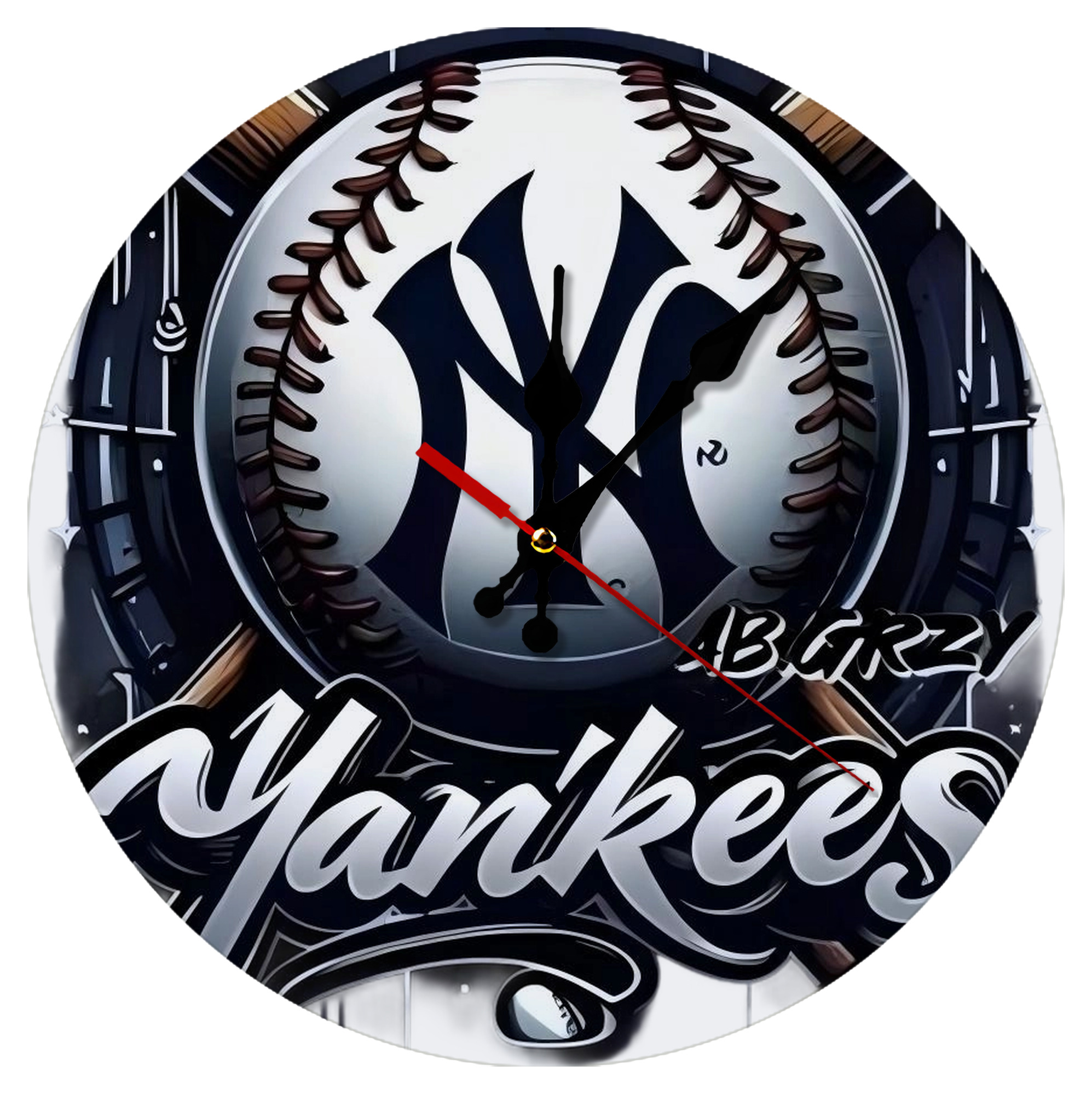 New York Yankees Baseball Silent Round Wall Clock – Modern & Stylish DIY Design, Durable Wood Construction, Easy To Install – Perfect For Office, Bedroom, Living Room, And More